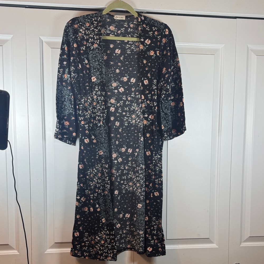 Lime N Chili Floral Black Kimono Cardigan